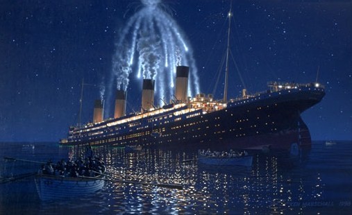 titanic jack sinking in water